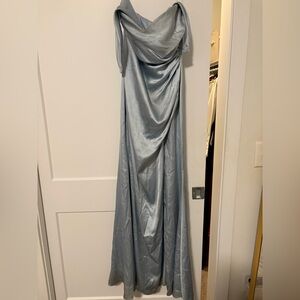 Revelry Sky Blue Satin Dress